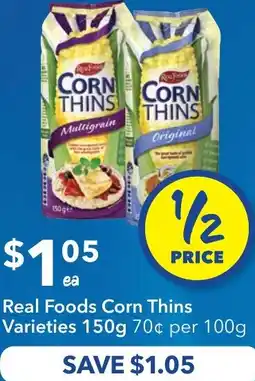 Ritchies Real Foods Corn Thins Varieties offer