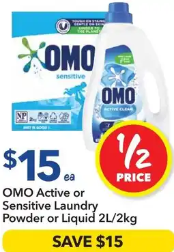 Ritchies OMO Active or Sensitive Laundry Powder or Liquid offer
