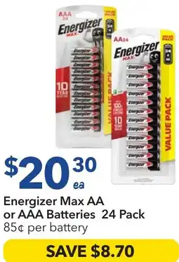 Ritchies Energizer Max AA or AAA Batteries offer
