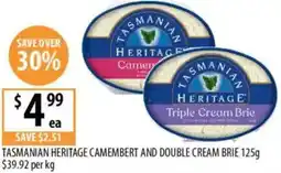 Supabarn Tasmanian heritage camembert and double cream brie offer