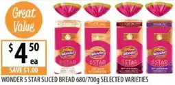 Supabarn Wonder 5 star sliced bread offer