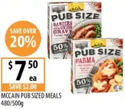 Supabarn Mccain pub sized meals offer