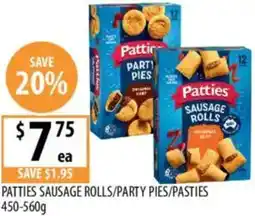 Supabarn Patties sausage rolls/party pies/pasties offer