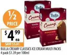 Supabarn Bulla creamy classics ice cream multi packs offer