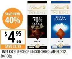 Supabarn Lindt excellence or lindor chocolate blocks offer