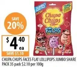 Supabarn Chupa chups faces flat lollipops jumbo share pack offer