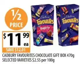 Supabarn Cadbury favourites chocolate gift box selected varieties offer