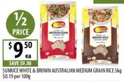 Supabarn Sunrice white & brown australian medium grain rice offer