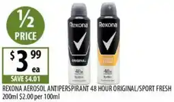 Supabarn Rexona aerosol antiperspirant 48 hour original/sport fresh offer