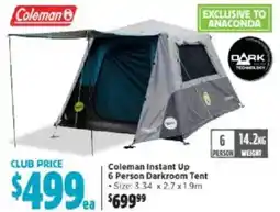 Anaconda Coleman instant up 6 person darkroom tent offer
