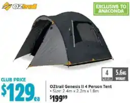 Anaconda Oztrail genesis ii 4 person tent offer