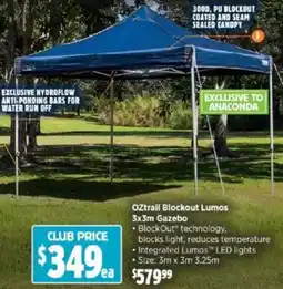 Anaconda Oztrail blockout lumos 3x3m gazebo offer