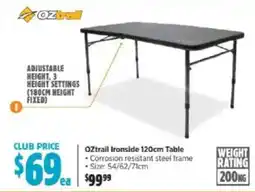 Anaconda Oztrail ironside table offer