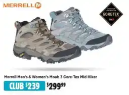 Anaconda Merrell men's & women's moab 3 gore-tex mid hiker offer