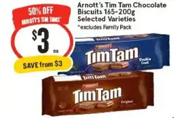 IGA Arnott's tim tam chocolate biscuits selected varieties offer