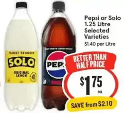 IGA Pepsi or solo selected varieties offer