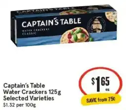 IGA Captain's table water crackers selected varieties offer