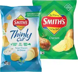 IGA Smith’s Thinly Cut 175g or Crinkle Cut 150‑170g Chips Selected Varieties offer