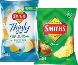 IGA Smith’s Thinly or Crinkle Cut Chips 170-175g Selected Varieties offer