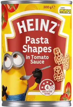 IGA NEW Heinz Minions Pasta Shapes In Tomato Sauce 300g offer
