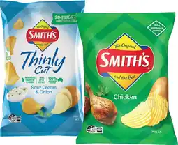 IGA Smith’s Crinkle Cut Chips 150‑170g or Thinly Cut Chips 175g Selected Varieties offer