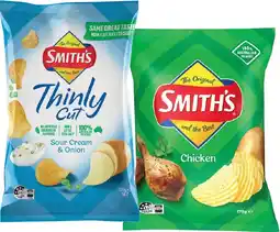 IGA Smith’s Chips Crinkle Cut 150‑170g or Thinly Cut 175g Selected Varieties offer
