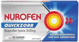 IGA Nurofen Quickzorb Ibuprofen Lysine Caplets 24 Pack offer