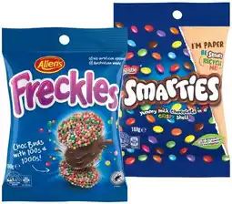 IGA Nestlé Smarties, Allen’s Freckles or Jaffas Share Pack 160g offer
