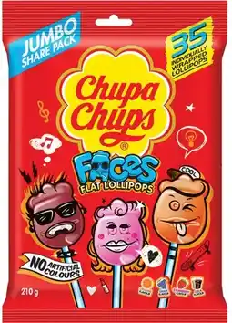 IGA Chupa Chups Faces Lollipops Bag 210g offer