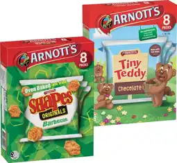 IGA Arnott’s Shapes 8 Pack, Tiny Teddy or Minis Cookies 7‑8 Pack Selected Varieties offer