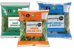 IGA Community Co Baby Spinach & Rocket 100g, Aussie Salad Mix 110g or Baby Spinach 100g offer