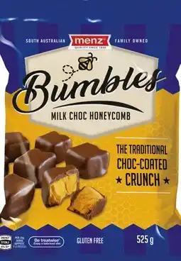 IGA Menz Bumbles Milk Choc Honeycomb 525g offer