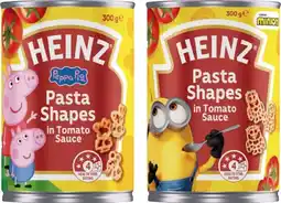 IGA Heinz Minions or Peppa Pig Pasta Shapes In Tomato Sauce 300g offer