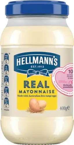 IGA Hellmann’s Mayonnaise 400‑432g Selected Varieties offer