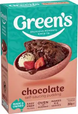 IGA Green’s Self‑Saucing Pudding Mix 260g Selected Varieties offer