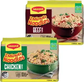IGA Maggi 2 Minute Noodles 5 Pack Selected Varieties offer