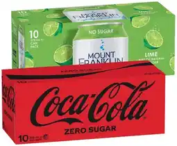 IGA Coca‑Cola, Sprite or Mount Franklin Lightly Sparkling Water 10x375mL Selected Varieties offer