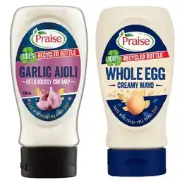 IGA Praise Whole Egg Mayo 230β250g, Aioli or Dressing 250mL Selected Varieties offer