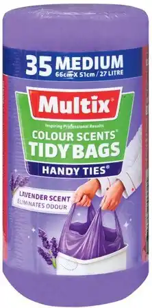 IGA Multix Colour Scents Handy Ties Tidy Bags Lavender Medium 35 Pack offer