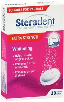 IGA Steradent Extra Strength Denture Cleansing Tablets 30 Pack offer
