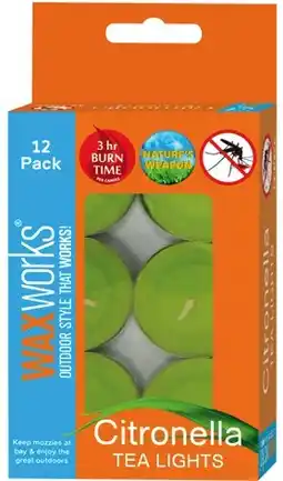 IGA Waxworks Citronella Tea Light Candles 12 Pack offer