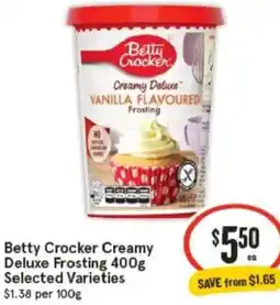 IGA Betty Crocker Creamy Deluxe Frosting offer