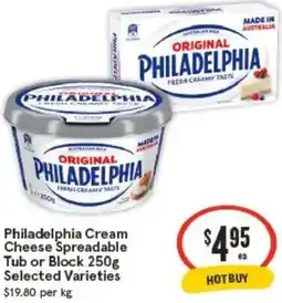 IGA Philadelphia Cream Cheese Spreadable Tub or Block offer