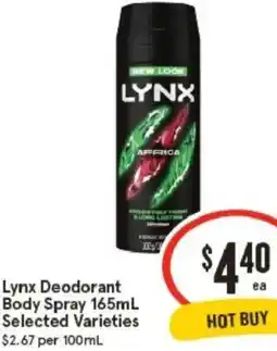IGA Lynx Deodorant Body Spray offer