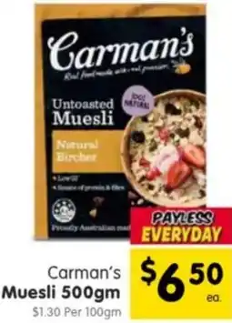 Spar Carman's Muesli offer