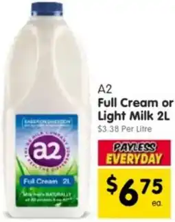 Spar A2 Full Cream or Light Milk offer
