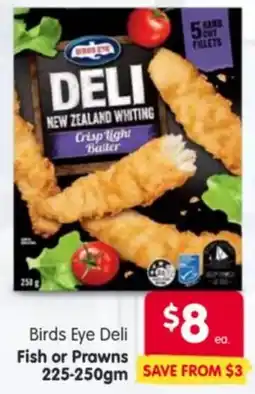 Spar Birds Eye Deli Fish or Prawns offer