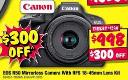 JB Hi-Fi Canon EOS R50 Mirrorless Camera With RFS 18-45mm Lens Kit offer