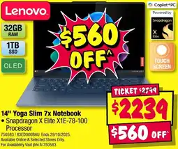 JB Hi-Fi 14" Yoga Slim 7x Notebook offer