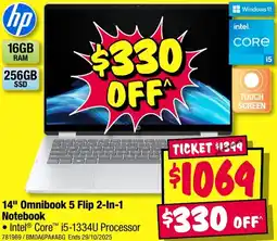 JB Hi-Fi hp 14" Omnibook 5 Flip 2-In-1 Notebook offer